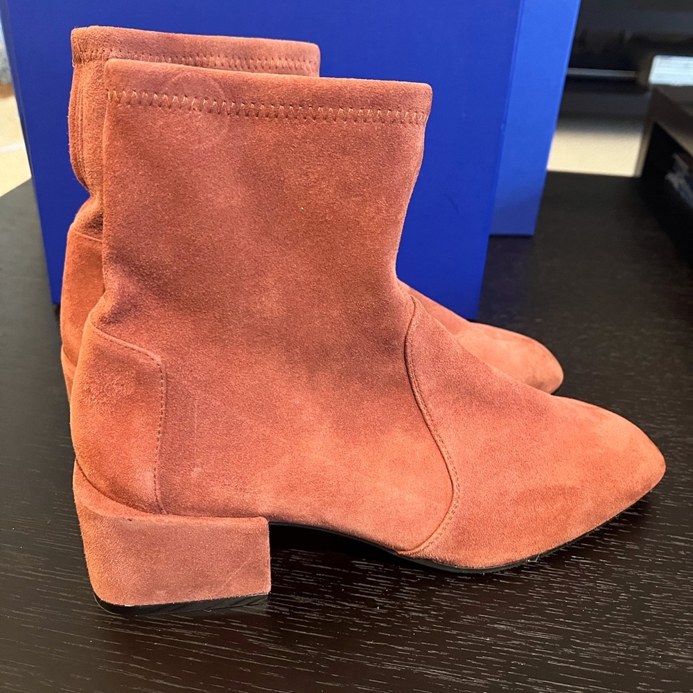Stuart Weizmann Accordion Suede Sock Bootie - Picture 9 of 9